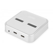 Digitus Stacja dokująca do dysków SSD M.2 NVMe + M.2 SATA z czytnikiem kart SD-Express, USB-C, Srebrna