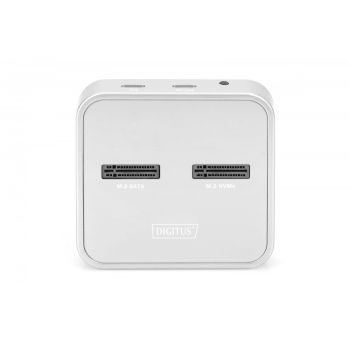 Digitus Stacja dokująca do dysków SSD M.2 NVMe + M.2 SATA z czytnikiem kart SD-Express, USB-C, Srebrna