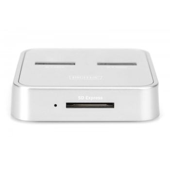 Digitus Stacja dokująca do dysków SSD M.2 NVMe + M.2 SATA z czytnikiem kart SD-Express, USB-C, Srebrna