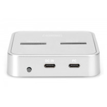 Digitus Stacja dokująca do dysków SSD M.2 NVMe + M.2 SATA z czytnikiem kart SD-Express, USB-C, Srebrna