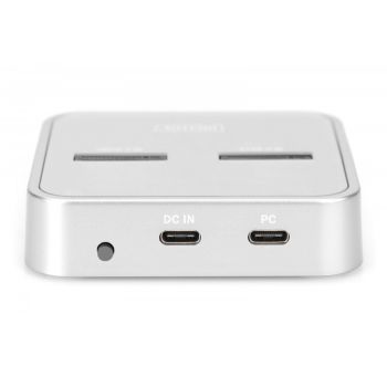 Digitus Stacja dokująca do dysków SSD M.2 NVMe + M.2 SATA z czytnikiem kart SD-Express, USB-C, Srebrna