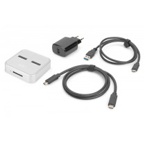 Digitus Stacja dokująca do dysków SSD M.2 NVMe + M.2 SATA z czytnikiem kart SD-Express, USB-C, Srebrna