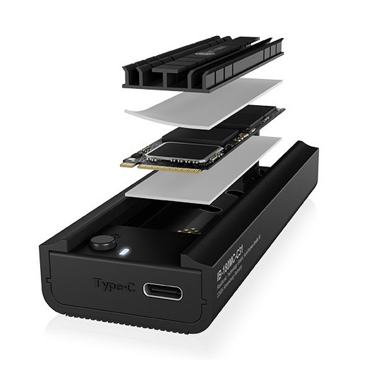 IcyBox Stacja dokująca IB-180MC-C31 M.2 NVMe&SATA Docking, USB 3.2 (Gen2) Type-C, Aluminium