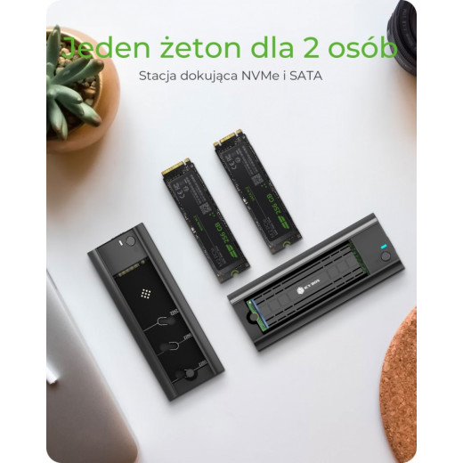 IcyBox Stacja dokująca IB-180MC-C31 M.2 NVMe&SATA Docking, USB 3.2 (Gen2) Type-C, Aluminium