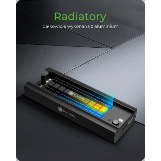 IcyBox Stacja dokująca IB-180MC-C31 M.2 NVMe&SATA Docking, USB 3.2 (Gen2) Type-C, Aluminium