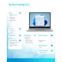 Microsoft Notebook Surface Laptop GO 2 Win11Pro i5-1135G7/8GB/128GB/INT/12.4' Commercial Platinum 8QD-00031