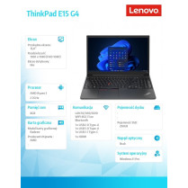Lenovo Laptop ThinkPad E15 G4 21ED0081PB W11Pro 5425U/8GB/256GB/INT/15.6FHD/Black/1YR Premier Support + 3YRS OS