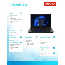 Lenovo Laptop ThinkPad L14 G3 AMD 21C5005CPB W11Pro 5875U/16GB/512GB/INT/14.0 FHD/1YR Premier Support + 3YRS OS