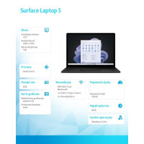 Microsoft Laptop 5 Win11Pro i5-1245U/8GB/512GB/13.5 cala Commercial Black/R1T-00032