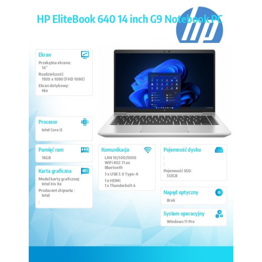 HP Inc. Notebook EliteBook 640 G9 i5-1235U 512GB/16GB/W11P/14.0 81M83AA