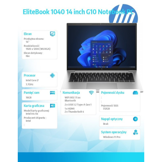 HP Inc. Notebook IE 1040 G10 i7-1355U 512/16/W11P/14 81A02EA