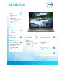 Dell Notebook Latitude 7640 Win11Pro i7-1355U/16GB/512GB SSD/16.0 FHD/Intel IrisXe/ThBlt & FgrPr & SmtCd/FHD/IR Cam/Mic/LTE