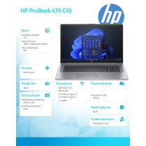 HP Inc. Notebook ProBook 470 G10 i5-1335U/512GB/16GB/W11P/17.3 85D60EA