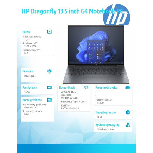 HP Inc. Notebook Dragonfly G4 i7-1355U/13.5/512GB/16GB/W11P 8A3S7EA