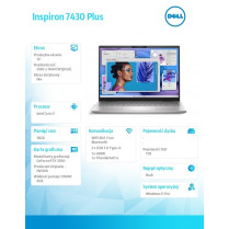 Dell Notebook Inspiron 7430 Plus Win11Pro i7-13700H/1TB/16GB/RTX 3050/14.0 2560x1600 Touch/Silver/2Y NBD