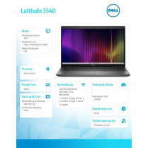 Dell Notebook Latitude 3540 Win11Pro i5-1335U/16GB/512GB SSD/15.6 FHD/Intel Iris Xe/FgrPr/FHD/IR Cam/Mic/WLAN + BT/Backlit Kb/3