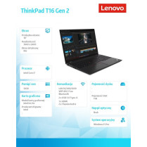 Lenovo Notebook ThinkPad T16 G2 21HH0036PB W11Pro i7-1355U/32GB/1TB/INT/16.0 WQUXGA/3YRS Premier Support