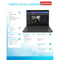 Lenovo Ultrabook ThinkPad T14s G4 21F80015PB W11Pro 7840U/16GB/512GB/INT/14.0 WUXGA/Deep Black/3YRS Premier Support