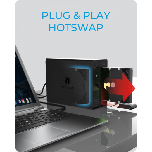 IcyBox Obudowa IB-RD3802-C31 RAID 2xSATA HDD na 1xUSB 3.1 Gen 2Type-C, RAID 0,1