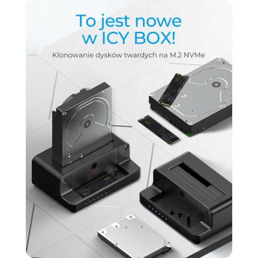 IcyBox Stacja dokująca i klonująca IB-2914MSCL-C31 2,5 i 3,5 cala na M.2 NVMe