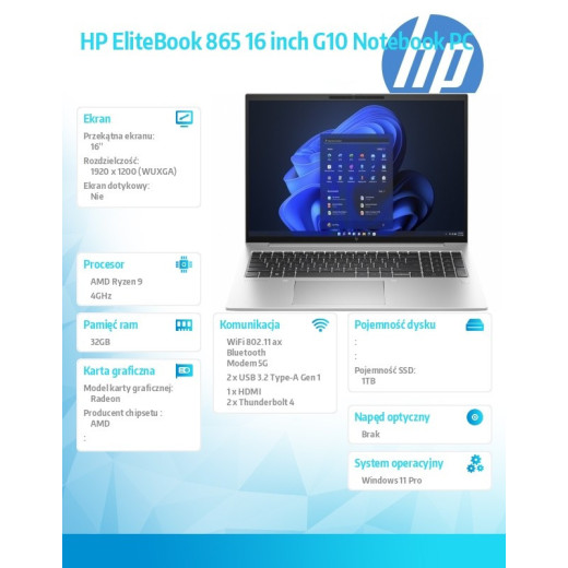 HP Inc. Notebook EliteBook 865 G10 R9-7940HS 1TB/32GB/W11P 818N3EA