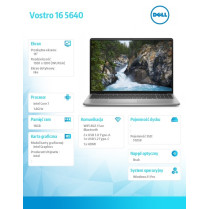 Dell Notebook Vostro 16 (5640) Win11Pro 7-150U/16GB/512GB SSD/16.0 FHD+/Intel Graphics/WLAN+BT/Backlit Kb/4 Cell/3YPS