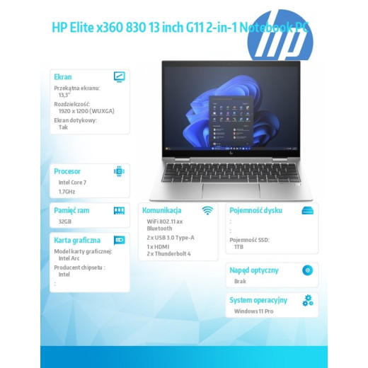 HP Inc. Notebook Elite x360 830G11 U7-155U 1TB/32GB/W11P/13.3 9G0E4ET