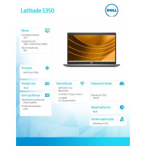 Dell Notebook Latitude 5350 Win11Pro Ultra 5 135U/16GB/512GB SSD Gen4/13.3 FHD/Integrated/FgrPr&SmtCd/FHD/IR