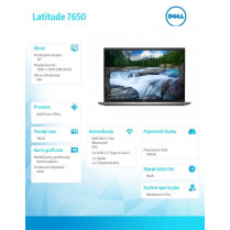 Dell Notebook Latitude 7650 Win11Pro Ultra 5 135U/16GB/512GB SSD Gen4/16 FHD+/Int/FgrPr&SmtCd/FHD/IR