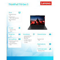 Lenovo Notebook ThinkPad T16 G3 21MN0059PB W11Pro Ultra 7 155U/32GB/1TB/INT/16.0 WUXGA/Black/3YRS Premier Support + CO2 Offset