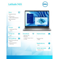 Dell Notebook Latitude 7455 Win11Pro Snapdragon X Plus 10C 16GB/512GB SSD Gen4/14.0 QHD+ Touch/UMA GPU/FgrPr/FHD/IR