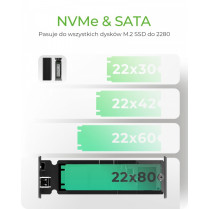 IcyBox Obudowa IB-1817MCT-C31 NVMe/SATA M.2 2230/2242/2260/2280 Beznarzędziowa