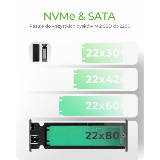 IcyBox Obudowa IB-1817MCT-C31 NVMe/SATA M.2 2230/2242/2260/2280 Beznarzędziowa