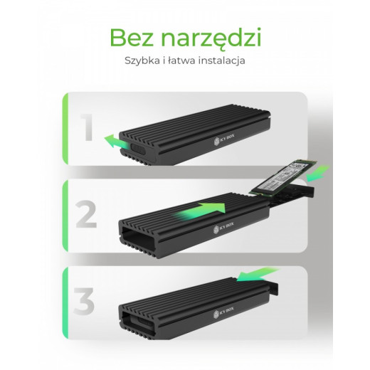 IcyBox Obudowa IB-1817MCT-C31 NVMe/SATA M.2 2230/2242/2260/2280 Beznarzędziowa