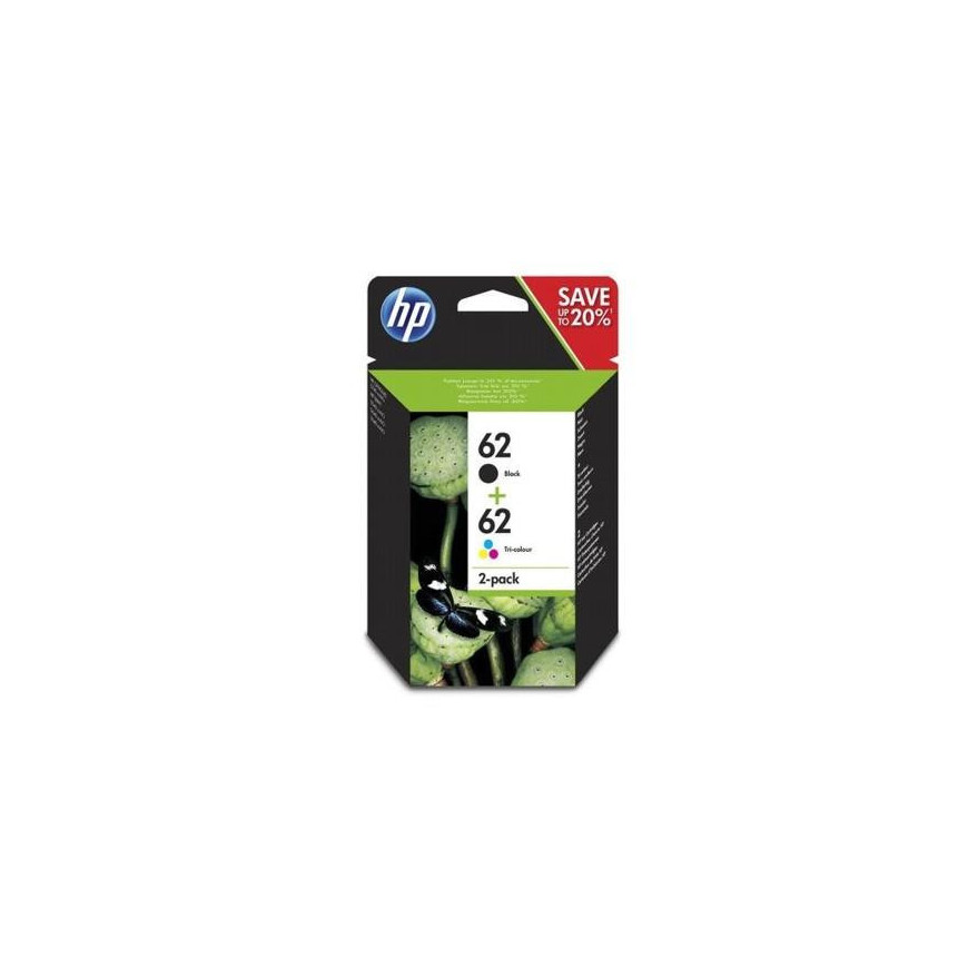 Zestaw tuszów HP 62 CMYK (N9J71AE) 365 ark.
