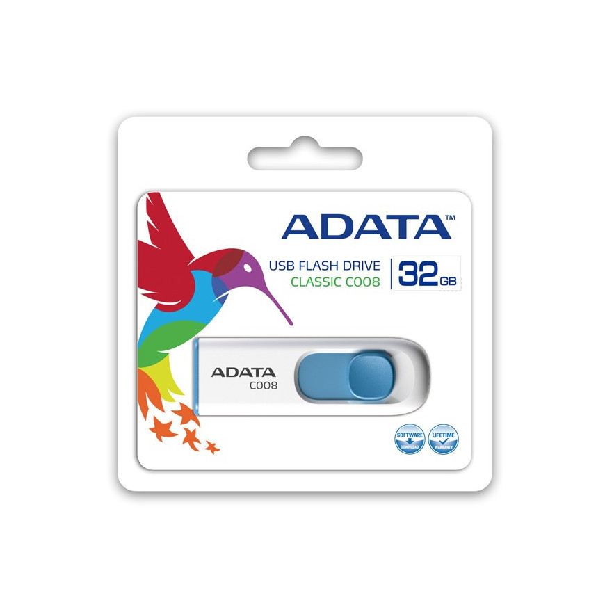Adata Pendrive DashDrive Classic C008 32GB USB2.0 biało- niebieskie