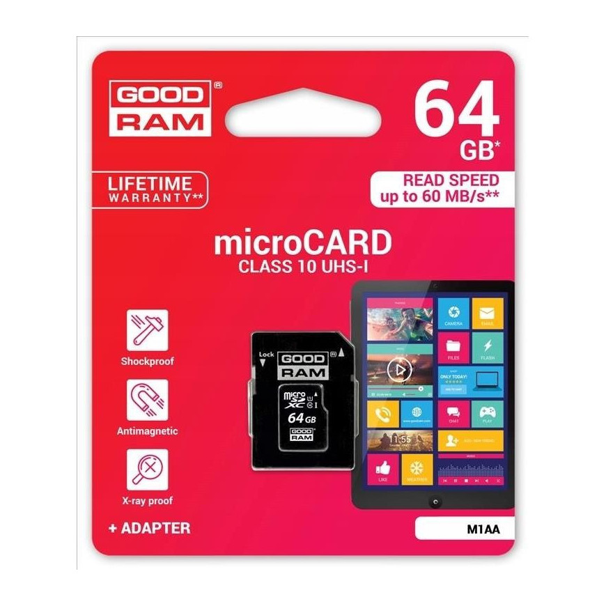 GOODRAM Karta pamięci microSD 64GB CL10 UHS I + adapter