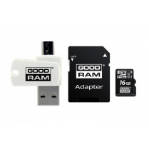 GOODRAM Karta microSDHC 16GB CL10 + adapter + czytnik