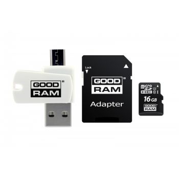 GOODRAM Karta microSDHC 16GB CL10 + adapter + czytnik