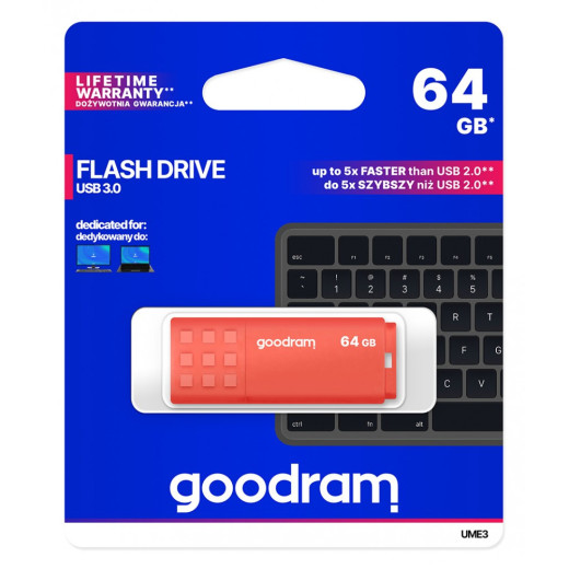 GOODRAM Pendrive UME3 64GB USB 3.0 Pomarańczowy
