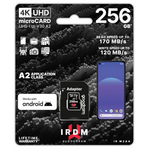 GOODRAM Karta pamięci microSD IRDM 256GB UHS-I U3 A2 + adapter