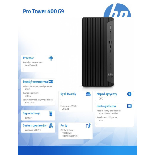 HP Inc. Desktop 400MT G9 i5-12500 256/16/DVD/W11P 6A836EA