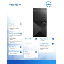 Dell Komputer Vostro 3910 MT Win11Pro i3-12100/8GB/256GB SSD/Intel UHD 730/DVD RW/WLAN + BT/Kb/Mouse/3YPS