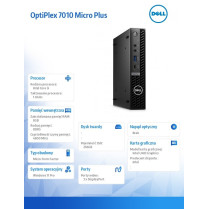 Dell Komputer Optiplex MFF Plus/Core i5-13500T/8GB/256GB SSD/Integrated/WLAN + BT/Kb & Mouse/W11Pro/vPro