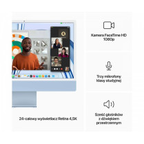 Apple iMac 24 cale: M3 8/8, 8GB, 256GB SSD - Niebieski