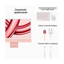 Apple iMac 24 cale: M3 8/8, 8GB, 256GB SSD - Różowy