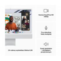 Apple iMac 24 cale: M3 8/10, 8GB, 256GB SSD - Srebrny