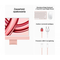 Apple iMac 24 cale: M3 8/10, 8GB, 512GB SSD - Różowy