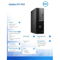 Dell Komputer Optiplex SFF/Core i3-14100/8GB/256GB SSD/Integrated/WLAN + BT/Kb/Mouse/W11Pro