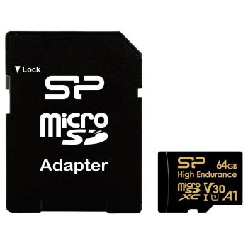 Silicon Power Karta pamięci microSDXC High Endurance 64GB V30 UHS-1 U3 A1 24/7 + ADAPTER microSD-SD